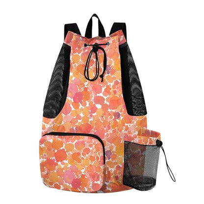 Drawstring Backpack Climbing Gym Bag With Water Bottle Pocket Athletic Cinch Sack Waterproof Watercolor Abstract Orange Bubbles