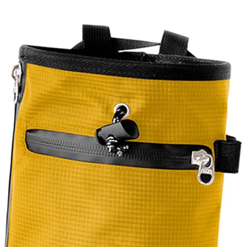 Chalk Bag for Rock Climbing with Storage Compartment and Adjustable Waist Strap for Fitness, Yellow