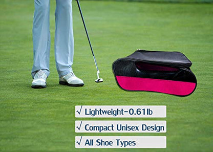 Golf Shoe Bag, Pink Golf Shoes Bags Women Outdoor Zippered Carrier Bags with Ventilation Sport Shoes Bag Travel Shoe Bags (Pink) - color: Pink