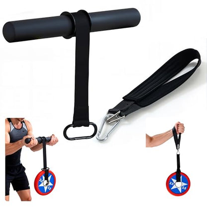 Wrist Roller Forearm Strengthener with Wrist Strap, Thick Carbon Steel Forearm Exerciser Grip Strength Trainer, 300 LB Nylon Webbing for Single-Arm Pull Training, Home Gym Wrist Trainer - color: BLACK+Wrist Strap