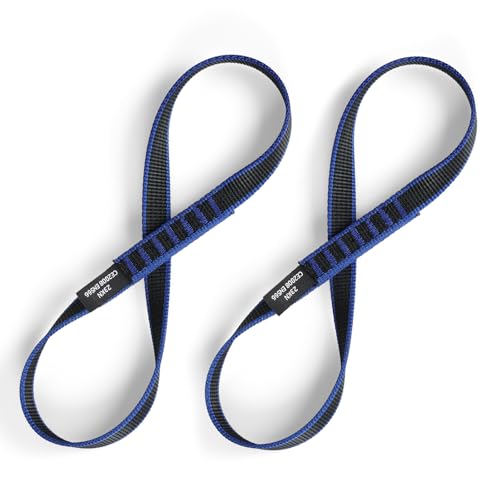 18mm Nylon Climbing Sling Runner 23KN CE2008/EN566 Certified - Webbing Straps for Outdoor Rock Climbing, Rappelling, Swing, Yoga Hammock etc - color: Light blue, size: 30cm/ 12inch |Pack of 2