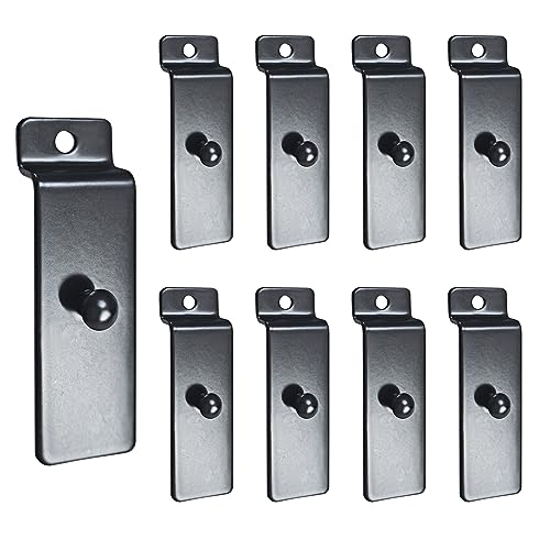 Metal Slatwall Utility Hooks, 10pcs Commercial Slatwall Picture Hook Notch Picture Display Hooks Hangers Painting Hook for Photo Frame Painting Arts Center Slat Panel (Black) - color: Black