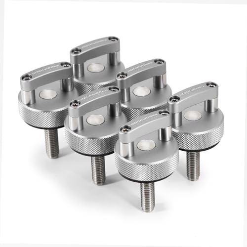 ROCKWORKX CNC Billet Aluminum Hard Top Quick Removal Fastener Thumb Screw, Integrated D Ring, Compatible with Jeep Wrangler JK 2007-20018, JL 2018-2022 & Gladiator JT (Silver) - color: Silver