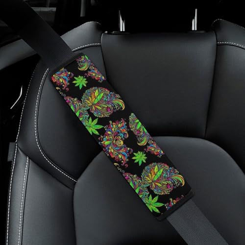 1 Pair Soft Padded Seat Belt Cover for Child, Most Cars, Trippy Weedleaf Leaf Shoulder Harness Cover, Neck and Shoulder Support - color: Pattern 560