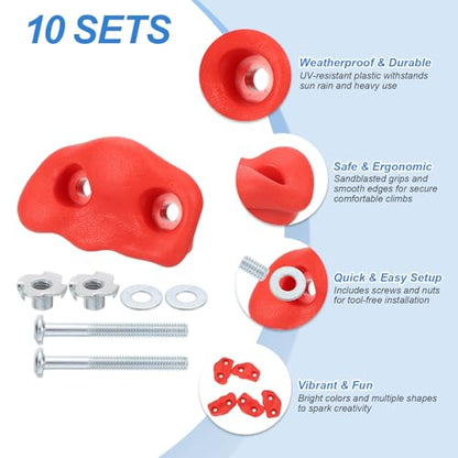 PATIKIL Climbing Rock Wall Grips Play Set Climber Attachments with Double Hole - color: Red, size: C-Small