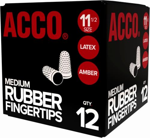 ACCO Rubber Finger Tips,Size 11.5 (Small/Medium),5/8" Base Diameter,Nubbed for Better Gripping,Box (S7054035),12 Count (Pack of 12) - size: Medium (Size 11-1/2) (Pack of 12)