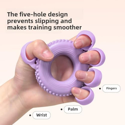2-in-1 Silicone Hand & Finger Strengthener - Grip Exerciser for Wrist Pain Relief, Carpal Tunnel, Trigger/Mallet Finger - Desk Exercise Equipment for Office & Home Use