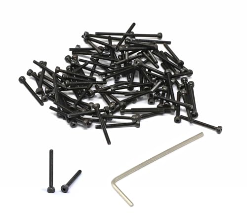 iexcell 100 Pcs M2 x 20mm Thread Pitch 0.4 mm Alloy Steel 12.9 Grade Hex Socket Head Cap Screws Bolts Kit, Black Oxide Finish - size: M2 x 20mm