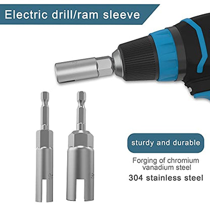 1/4"Hex Shank Nut Driver Power Wing Nut Drill Bit Socket Tool Drive Kit | slotted wing nut drill sleeve wrench wrench kit, panel nut screw eye C-shaped hook bolt （9mm16mm) - size: 2 Pack 2 Size 9mm,16mm