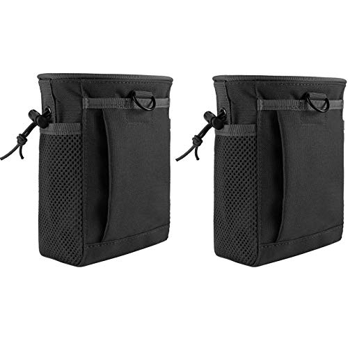 FRTKK Tactical Molle Drawstring Magazine Dump Pouch Outdoor Ammo Pouch, Adjustable Military Utility Belt Fanny Hip Holster Bag - color: 2 Pack-Black