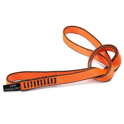 18MM Nylon Climbing Sling Runner 23KN CE2008/EN566 Strong Webbing Straps for Rock Climbing,Mountaineering, Rappelling, Swing, Yoga Hammock etc - color: Orange, size: 60cm/ 24inch |Single Unit