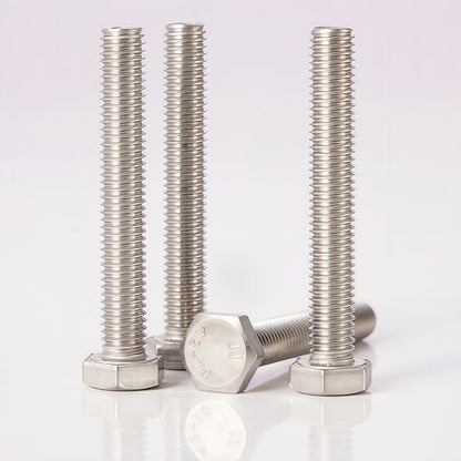 M6-1.0 Hex Head Screw Bolts - 30/35/40/45/50mm Length Kit, 304 Stainless Steel(A2-70), Bright Finish, Fully Threaded, Hexagon Head Bolts,Quantity 50-Piece Set - size: 304-Hex-M6-30-50mm
