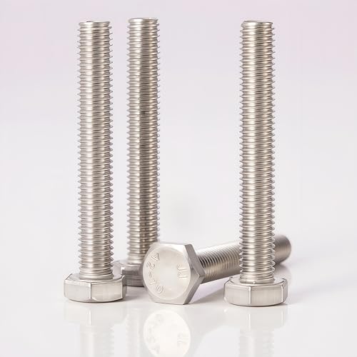 M6-1.0 Hex Head Screw Bolts - 40/45/50/55/60mm Length Kit, 304 Stainless Steel(A2-70), Bright Finish, Fully Threaded, Hexagon Head Bolts,Quantity 50-Piece Set - size: 304-Hex-M6-40-60mm