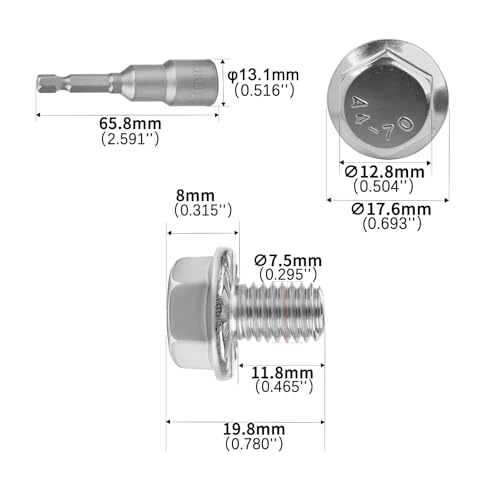 M8x12mm Serrated Flanged Hex Head Screws Bolts 25pcs HS/JXLS-10 | 304 Stainless Steel, External Hex Machine Screws, Equipped with Hex Sleeve, for Construction, for Automotive, for Industrial - size: M8x12mm