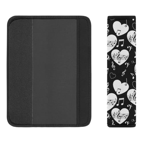 Soft Padded Car Seat Belt Pad for Elderly Support, Stroller Pushchair High Chair, 2 Pack Love Music Notes Black Shoulder Harness Cover Anti-Slip Pad - color: Pattern 1175
