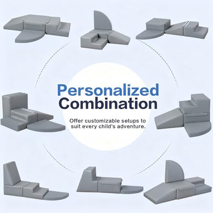 Sumbababy Foam Climbing Blocks for Toddlers: 4 PCS Soft Play Toys - Waterproof PU Leather Climber - Kids Indoor Playground Set for Preschool and Daycare - style: Grey