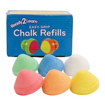 READY 2 LEARN Easy Grip Chalk Refills - 6 Colors - Ages 18m+ - Non-Toxic Toddler Sidewalk Chalk - Handles Sold Separately | Non-Toxic Toddler Sidewalk Chalk for Ages 18m+, Handles Sold Separately