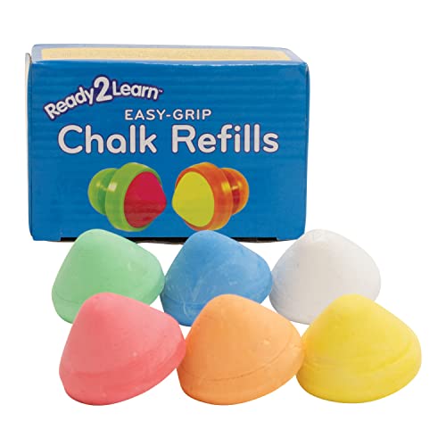 READY 2 LEARN Easy Grip Chalk Refills - 6 Colors - Ages 18m+ - Non-Toxic Toddler Sidewalk Chalk - Handles Sold Separately | Non-Toxic Toddler Sidewalk Chalk for Ages 18m+, Handles Sold Separately