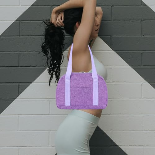 Mini Gym Bag for Women Girls, 12 inch Small Gym Tote, Lightweight Small Carry On Duffle Bag for Travel Sports - color: Light Purple