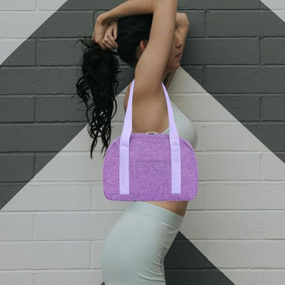 Mini Gym Bag for Women Girls, 12 inch Small Gym Tote, Lightweight Small Carry On Duffle Bag for Travel Sports - color: Light Purple
