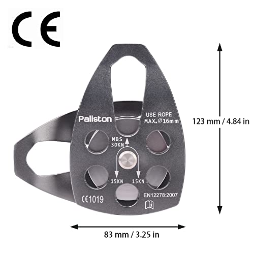 30kN Climbing Pulley with Ball Bearing for Rock Climbing Arborist - color: Grey