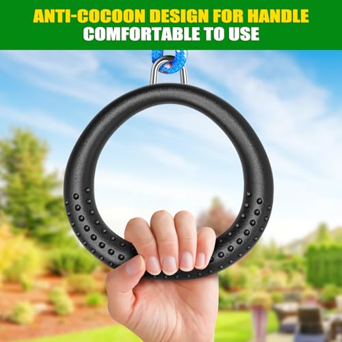 SELEWARE Trapeze Swing Rings, Non-Slip Gymnastic Rings Pull Up Exercise Rings for Home Gym Playground Ninja Warrior Obstacle Course Training Workout - color: 2-pack Trapeze Rings With 7.8" Rope