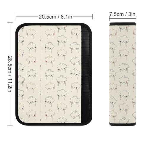 Soft Padded Car Seat Straps Shoulder Pads for Elderly Support, All Vehicles, 1 Pair Funny Boobs Breast Shoulder Protector Anti-Slip Pad - color: Pattern 528
