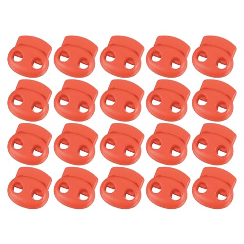 uxcell Plastic Spring Cord Locks, 20Pcs Shoe Lace Tie Lock, Double-Hole Slider Toggles Clip End Stopper Fastener for Drawstrings Paracord (Orange) - color: Orange