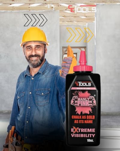 CE TOOLS Manly Pink® Marking Chalk, Color PINK, EXTREME VISIBILITY, MADE IN USA -10 oz (283.5g) For Chalkline, Hydrophobic, Construction Chalk. - color: Pink
