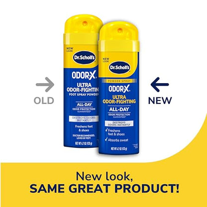 Dr. Scholl’s Odor-X ODOR-FIGHTING Spray-Powder // All-Day Odor Protection and Sweat Absorption - Packaging May Vary