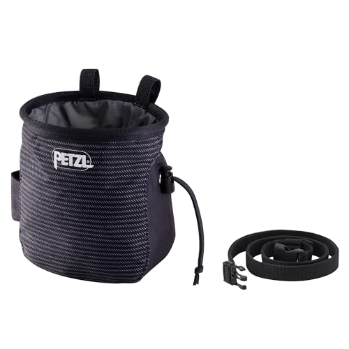 Petzl SAKA Climbing Chalk Bag | Ergonomic Chalk Pouch for Gym, Sport, & Trad Climbing - color: Chalk Stripes, size: Único
