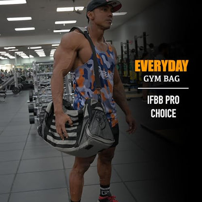 Beast Power Gear Gym Duffle Bag, Gray/Black | Workout, Boxing, MMA, Sports Bag, Shoes Compartment, Adjustable Shoulder Strap, For Men and Women - color: Gray/Black
