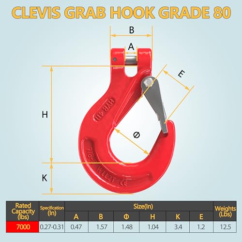 Lifting Chains with Adjuster Hooks, 5/16 Inch x 10 Ft, 7000lbs / 3.18 Tons, Heavy Duty Industrial Chain Slings for Engine Hoist with 2 Legs Grab Hook