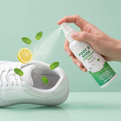 TREBIN Shoe Deodorizer Spray and Foot Odor Eliminator, Fast Acting Shoe Deodorant Spray, Liquid Odor Remover Spray and Shoe Freshener for Sneakers, Boots, All Footwear, 150ml/5oz, Lemon