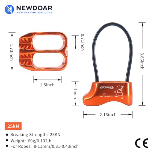 Climbing Abseiling Belay Device ATC Rappelling Descender 25KN V-grooved Equipment - color: Orange