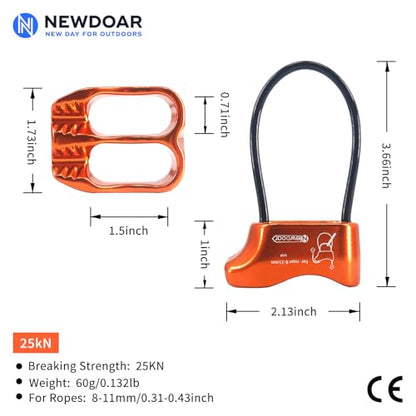 Climbing Abseiling Belay Device ATC Rappelling Descender 25KN V-grooved Equipment - color: Orange