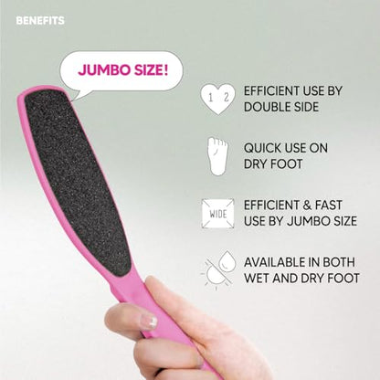 Wide Emery Foot File(Hot Pink), Double-Sided Pedicure Tool, Colossal Professional Foot File for Men & Women, Effective for Cracked Heel, Callus Remover, Foot Scrubber - color: Hot Pink