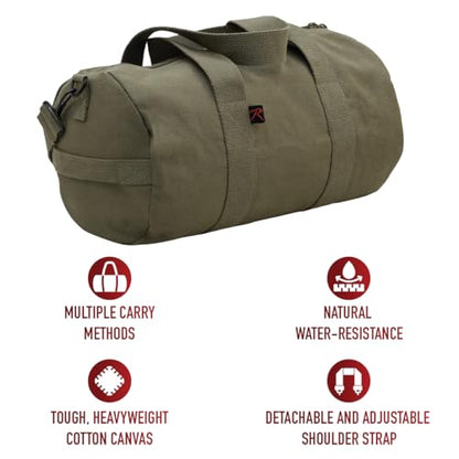 Rothco Heavy-Duty Canvas Shoulder Duffle Bag - Rugged Travel Gym Gear Equipment Bag - color: Olive Drab, size: 19 Inches
