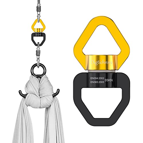 35KN Swing Swivel with Swivel Carabiner, Black Gold, 1 Pack | For hanging chairs, aerial yoga, hammocks, tire swings, kids' swings, gym rings, web tree swings, smooth rotation - color: Black Gold, size: 1 pack with carabiner