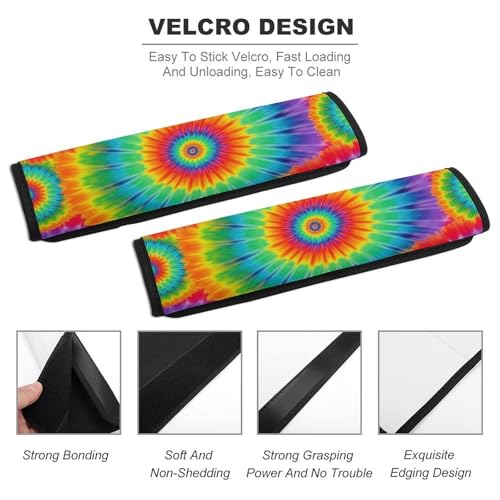 2 Pack Rainbow Red Blue Yellow Spiral Tie Dye Seat Belt Shoulder Pad Universal Fit Harness Pads Strap for Kids, Car Seats Pushchair Strollers High Chair Pushchair, Shock Absorption - color: Pattern 411