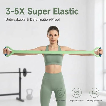 Figure 8 Resistance Band with Handles, Elastic Bands for Working Out,Arm,Back,Shoulder Training Elastic Ropes - color: Green & Gray