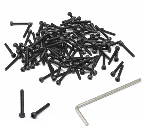 iexcell 100 Pcs M2.5 x 20mm Thread Pitch 0.45 mm Alloy Steel 12.9 Grade Hex Socket Head Cap Screws Bolts Kit, Black Oxide Finish - size: M2.5 x 20mm