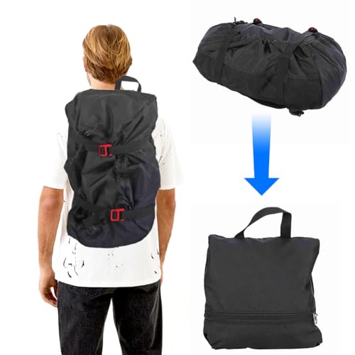 Tiiyee Rock Climbing Rope Bag, Arbor Rope Storage Bag Foldable Backpack with Large Rope Tarp Adjustable Shoulder Straps Waterproof Oxford Large Capacity Ultralight Outdoor Hike Gear Equipment(black) | Large Capacity Rope Storage Bag with Foldable Tarp Des