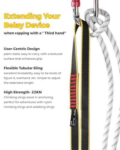20mm Nylon Climbing Sling Runner 22kN / 4950lbf CE UIAA Certified | Rock Climbing Webbing Straps for Outdoor Climbing, Rappelling, Swing, Mountaineering & Emergency Anchoring - size: 20MM+60CM (1pcs)