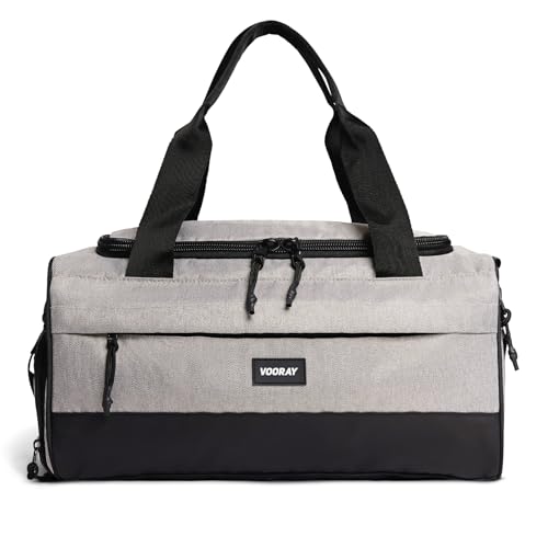 Vooray Boost Duffle Bag - 23L Small Gym Bag for Men and Women with Shoe Compartment, Key Clip, Water Bottle Pocket, Lightweight Travel Duffel for Sports, Training, Overnight Use (Herringbone) | Compact Duffle Bag for Sports, Travel, Shoe Compartment, Wate