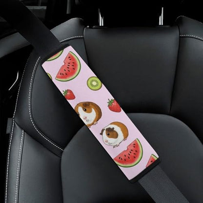 2PCS Fruit Cute Cartoon Animal Watermelon Kiwi Strawberry Guinea Pig Seat Belt Shoulder Pad Soft Padded Harness Pads Strap for Adults and Children, All Vehicles, Anti-Slip Pad - color: Pattern 1153
