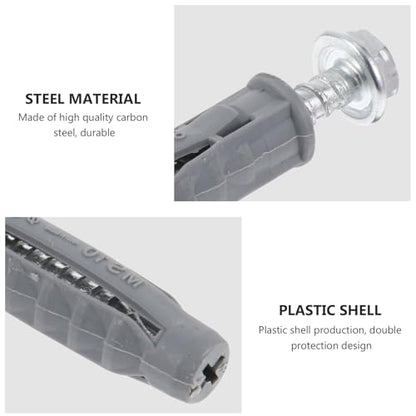 Hemobllo 6pcs Plastic Expansion Anchors and Carbon Steel Screws Set for Air Conditioner and Tv Wall Mount Installation, Self-Drilling Hollow-wall Anchors with Flat Screws for Drywall