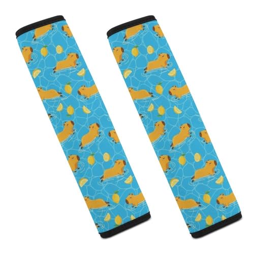 2 Piece Capybara Lemon Car Seat Belt Pad Breathable Seat Belt Cushion for Child, Stroller Pushchair High Chair, Easy Install (No Tool) - color: Pattern 1245