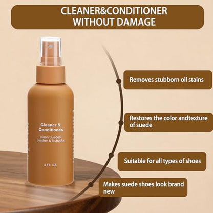 Shoe Cleaner Kit for Suede Boots, Includes Cleaner and Waterproof Protector Spray, Suede Brush, Eraser, Ideal for Cleaning Nubuck, Sheepskin, Sneakers, Boots Care