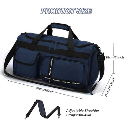 MAXTOP Gym Bag for Women Men Travel Duffle Bag Large Capacity Carry On Weekender Overnight Bag With Shoe Compartment Gym Tote Dry Wet Separation Duffel Bag for Travel - color: Dark Blue, style: Gym Bag